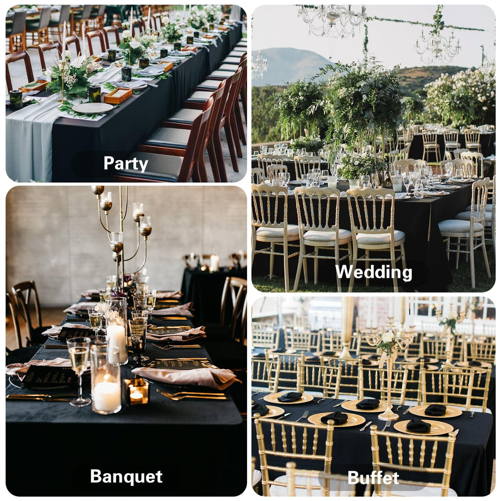 Mclisle 8 Pack Black Tablecloths 60 x 126 Inch Table Cloths for 8 Foot Rectangle Tables, Wrinkle Resistant Washable Polyester Fabric Rectangular Tablecloth for Buffet, Wedding, Party, Banquet