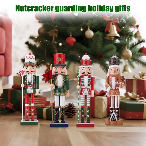 Nutcracker Gingerbread Figure, 14.4 Inch Wooden Christmas Nutcracker Decor, Xmas Nutcracker Figures Mantel Ornament Festival Shelves Decorations