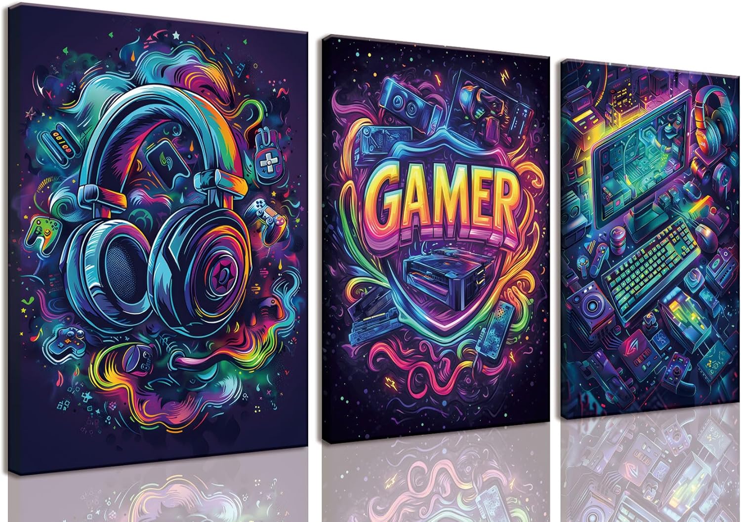 Yolbcdr Gaming Canvas Wall Art Set - Cool Video Game Posters for Boys' Room | 16x24in Framed Decor