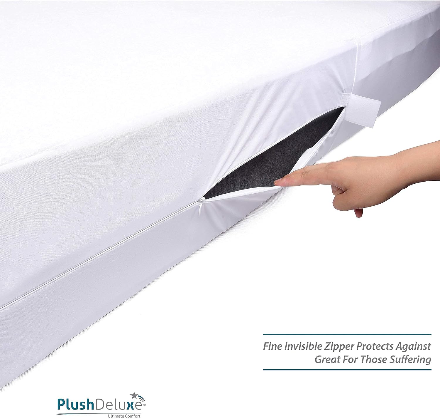 PlushDeluxe Waterproof Mattress Encasement - Soft Cotton Terry Surface | Fits 9"-12" Deep Twin 39x75