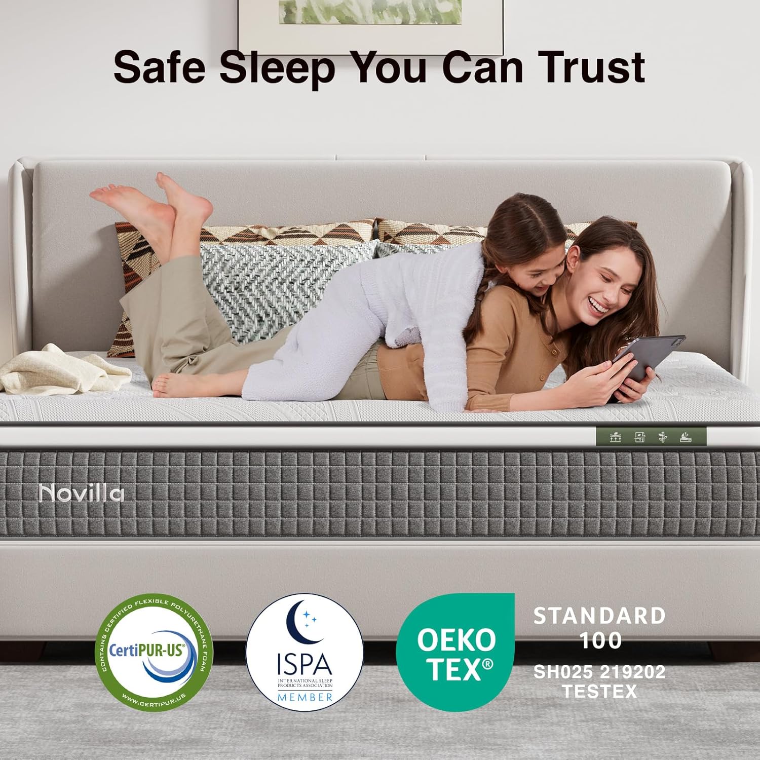 Novilla King Size Mattress - 10 Inch Hybrid Design with Gel Memory Foam & Cool-Touch Cover for Deep Sleep