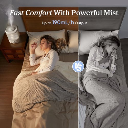LEVOIT Top Fill Humidifier - 2.5L Quiet Cool Mist for Large Rooms | Easy to Fill & Clean, Auto Shut-off, 25H Runtime