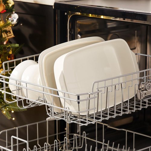Large Ceramic Casserole Dish - 4.0 Quart Stoneware Baking Dish with Lid | 9x13 Inch Lasagna Pan in White