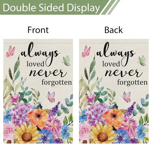 Heyfibro Memorial Garden Flag - Double-Sided Burlap Butterfly Design | 12x18 Sympathy Decor