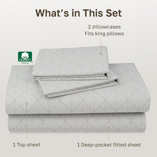 California Design Den Cal King Sheet Set - 100% Cotton, 400 TC, Award-Winning Sateen Finish, Deep Pockets | Crosshatch Taupish - Sage