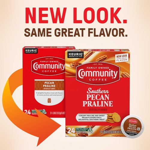 Community Coffee Southern Pecan Praline Flavored 96 Count Keurig K-Cup Coffee Pods, Medium Roast, 24 Count (Pack of 4)