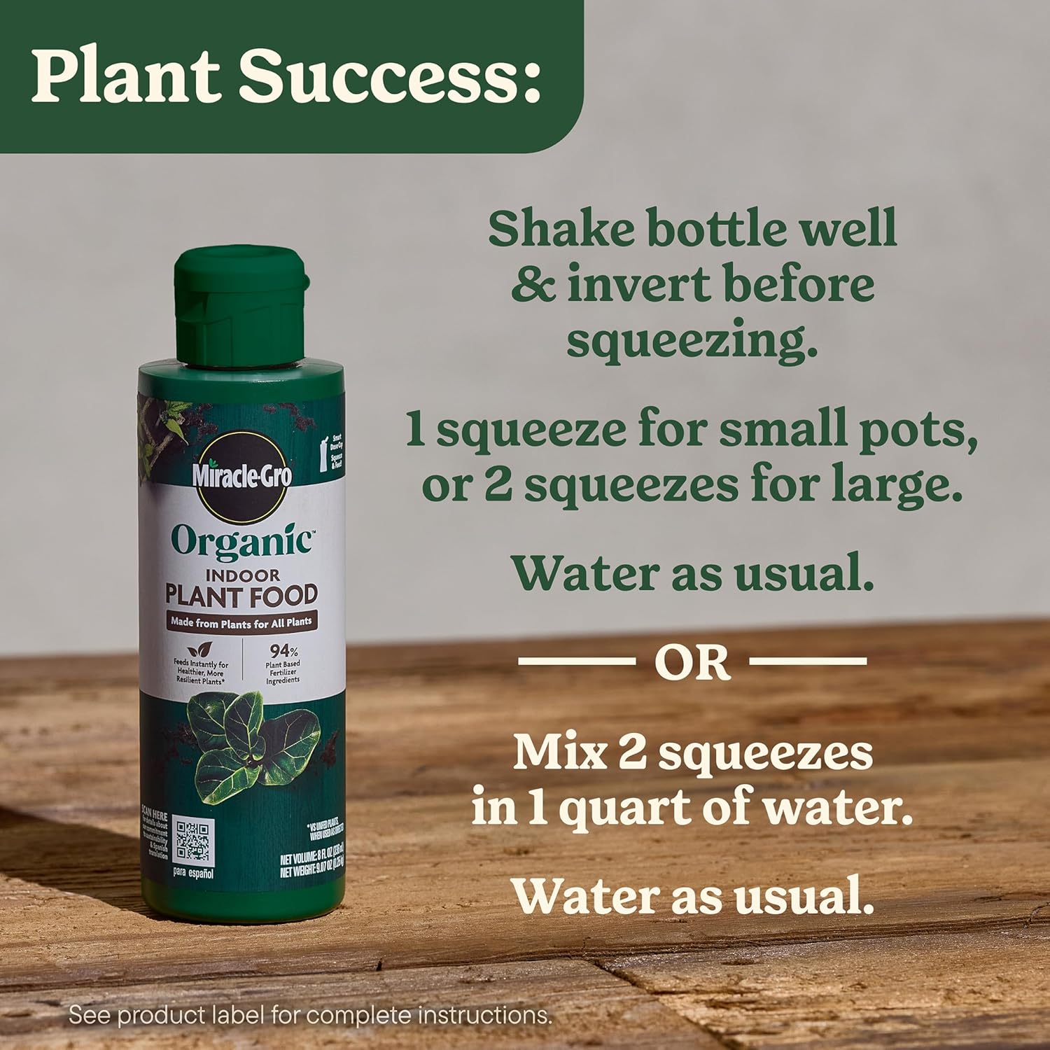 Miracle-Gro Organic Indoor Plant Food - Liquid Fertilizer for Houseplants & Flowers | 8 fl. oz. (2-Pack)