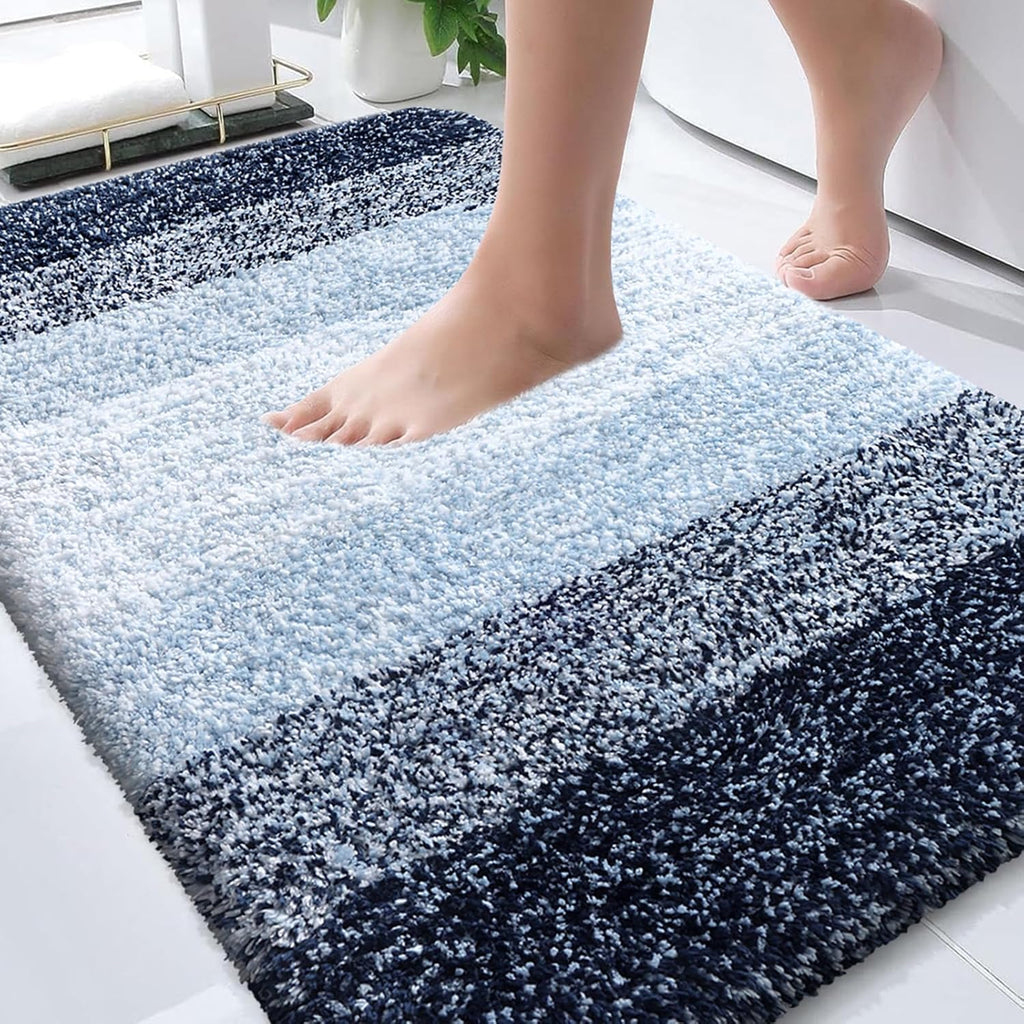 OLANLY Bathroom Rugs - Extra Soft Microfiber Mat, Quick-Dry & Machine Washable, 30x20, Navy Blue
