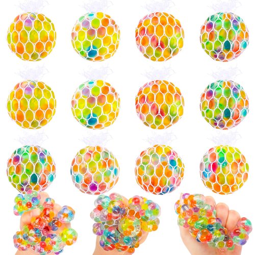 Wsorik 28Pack Stress Relief Balls for Easter Eggs Fillers, Fidget Toy Squeeze Sensory Squishy Balls for Easter Eggs Hunt Easter Basket Stuffers Party Favors Prizes
