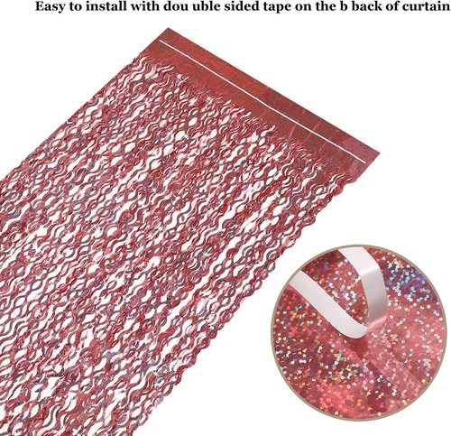 CYLMFC Tinsel Curtain - Rose Gold 3 Pack | 3.3 ft x 6.6 ft Backdrop for Birthday & Wedding Decor