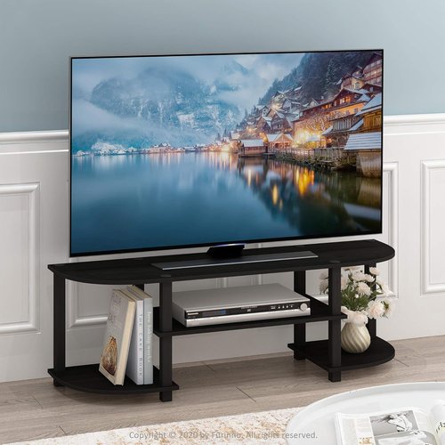 Furinno Wide TV Entertainment Center - Stylish Espresso & Black Finish | Modern Design