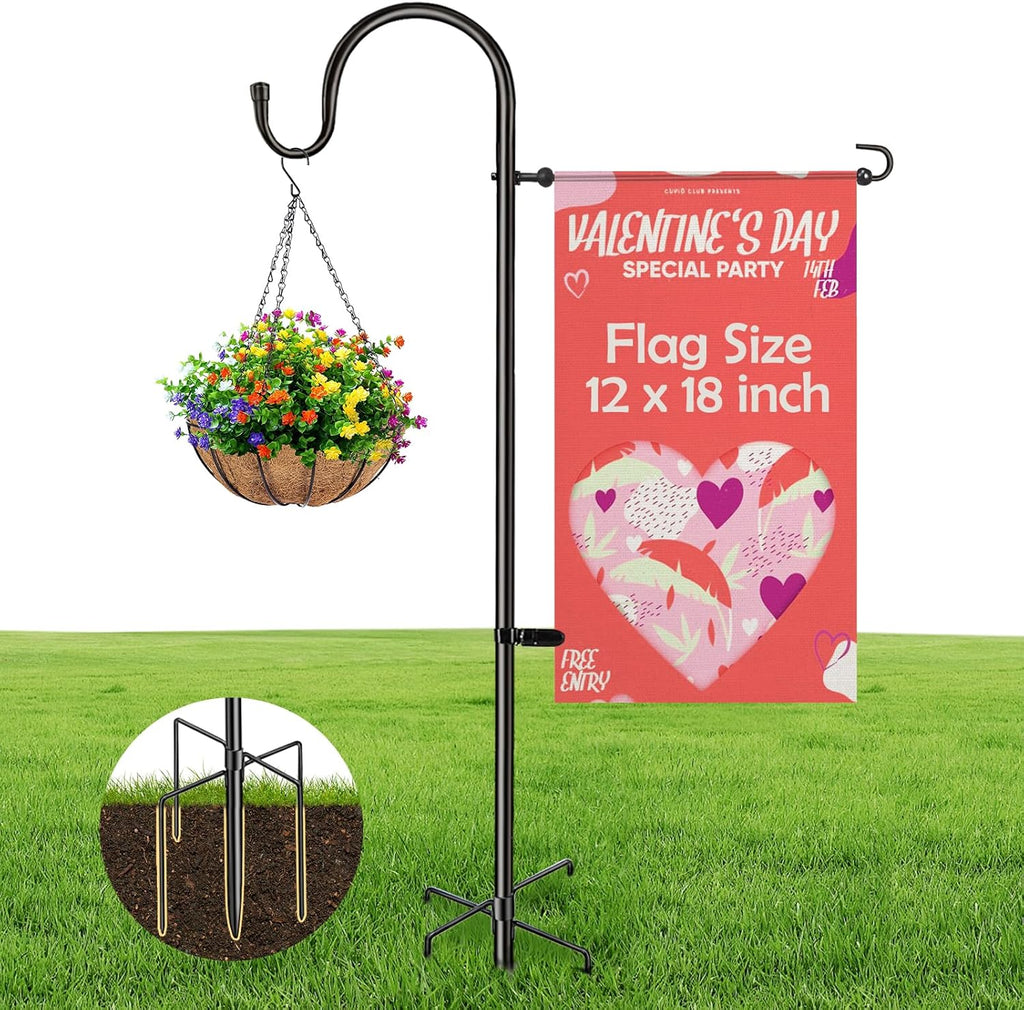 Skiennix 48" Heavy Duty Garden Flag Stand - Rust-Resistant Steel for 12x18 Yard Flags & More