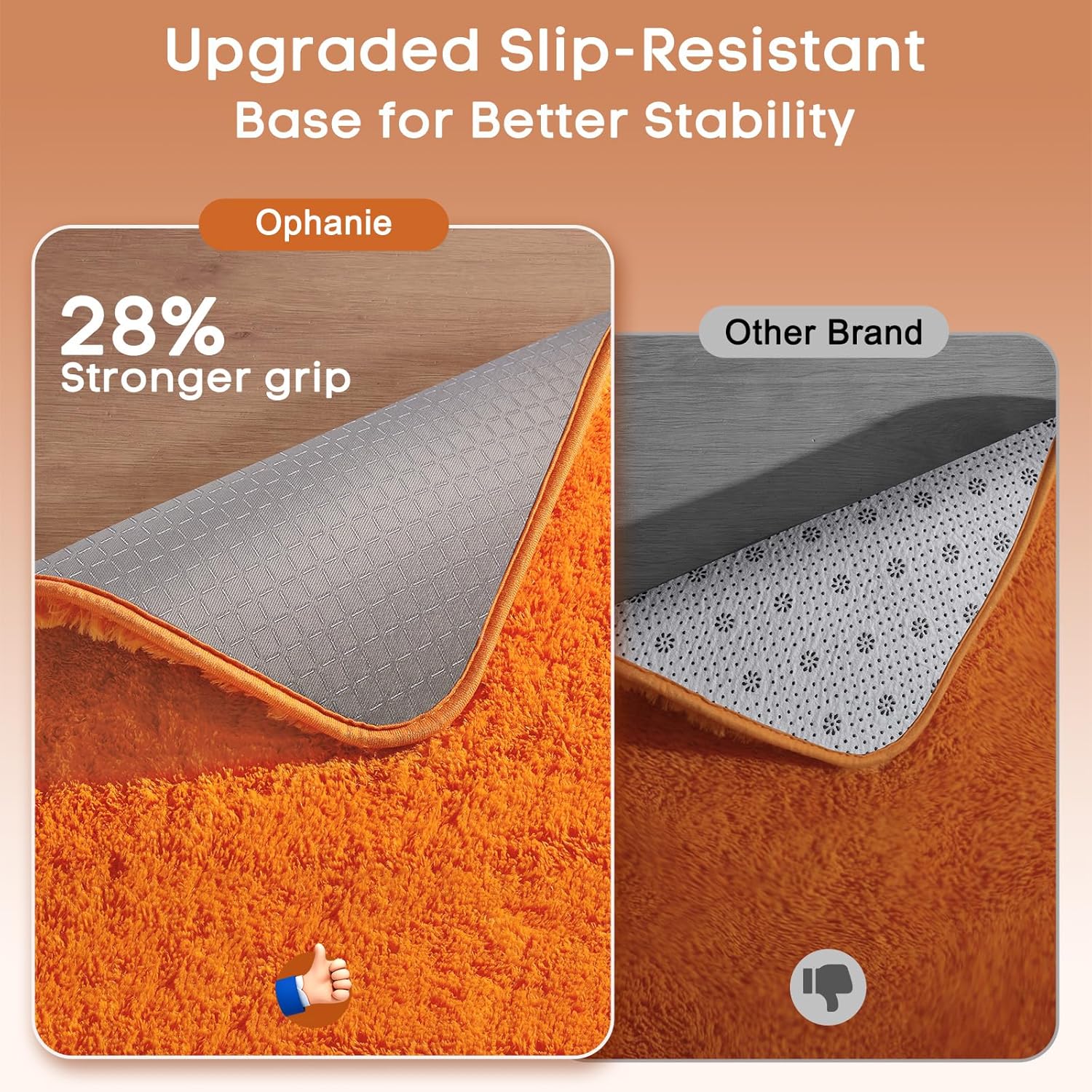 Ophanie Orange Area Rug - Plush 5x8 Fluffy Carpet for Living Room & Bedroom Decor | Soft Shaggy Design