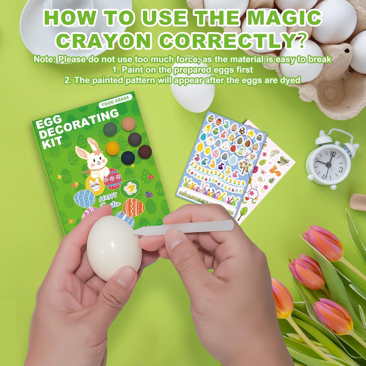 Skiennix Easter Egg Decorating Kit - Non-Toxic Dye Tablets with 89 Stickers & 8 Holders | DIY Craft Set