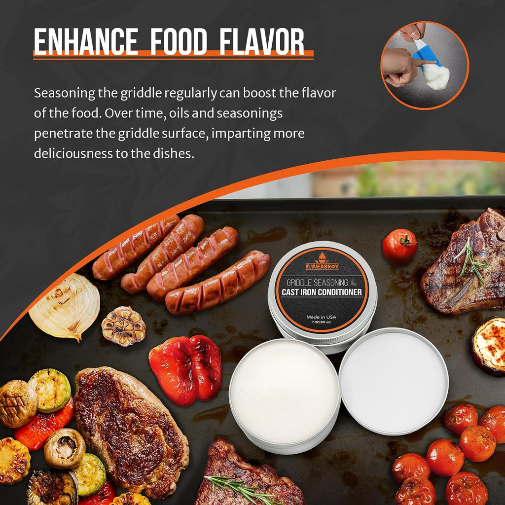 AWEASROY Griddle Seasoning Conditioner - Food Safe 7 OZ Care Kit with Rust Remover for Blackstone & Pans