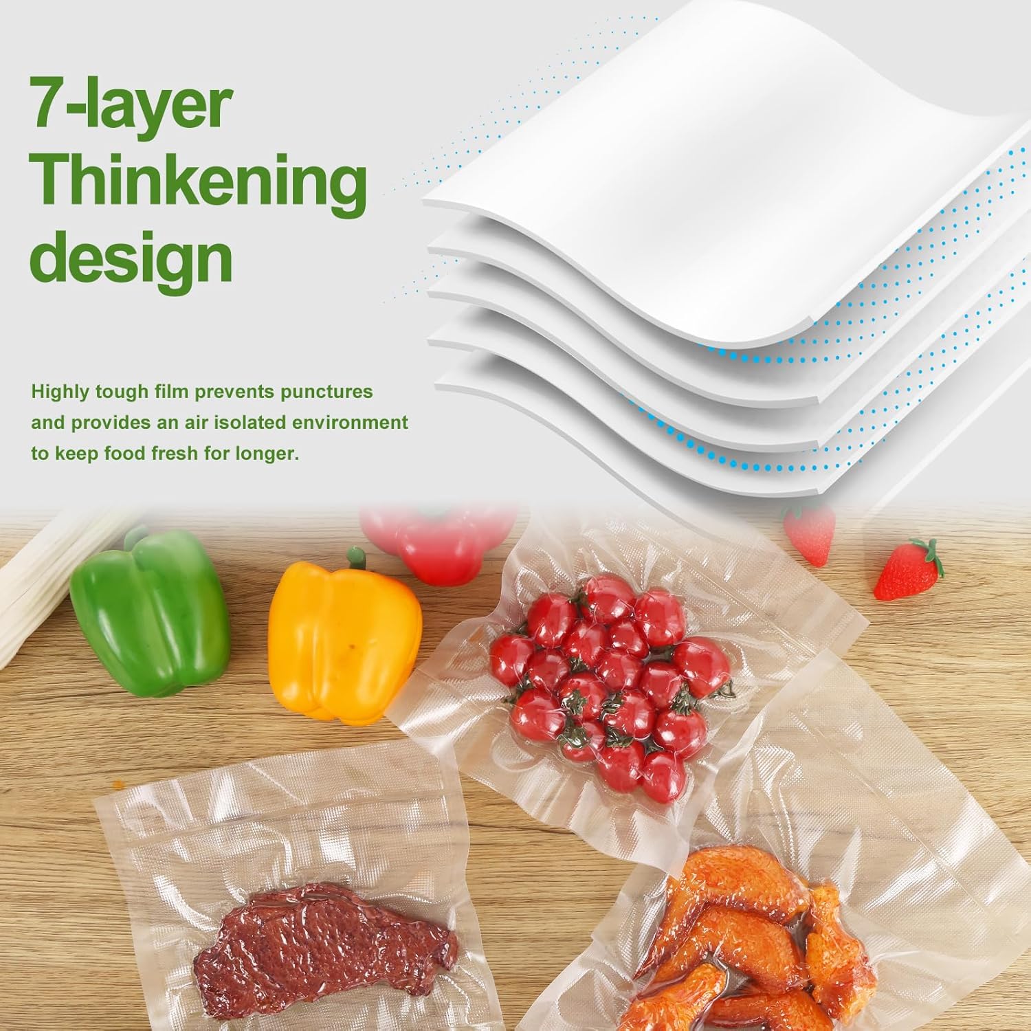 Moretoes Vacuum Sealer Bags - 6 Rolls 8" x 20' | BPA-Free Food Storage Bags for Sous Vide & Meal Prep