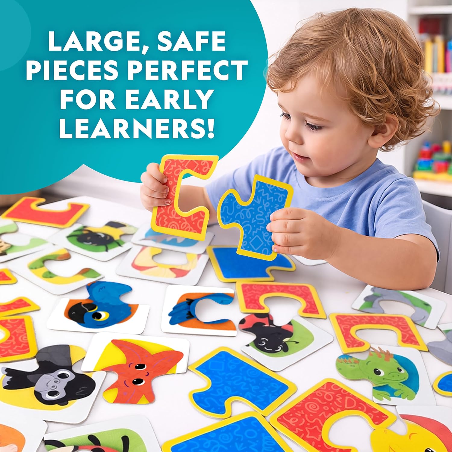 National Geographic Kids Animal Puzzle Games - 50 Matching Cards for Fun Early Learning | Portable Game Set