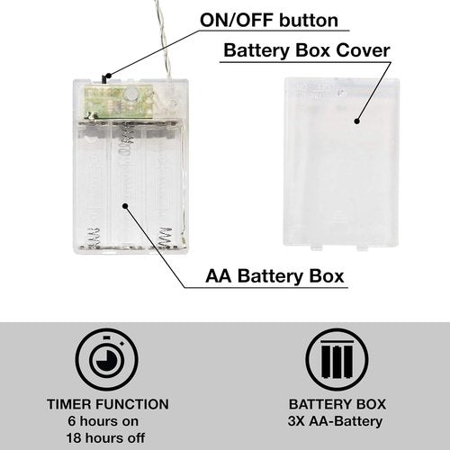 CozyHome - 5.5YD LED Photo String Lights with Clips & Timer Remote | Indoor Fairy Light Decor
