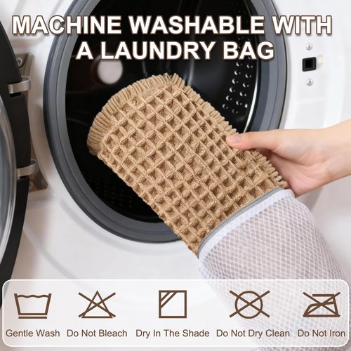 Hiasan Waffle Bath Mat, Super Absorbent Non Slip Bathroom Boho Rug with Tassels, Machine Washable Bath Mats for Bathroom, Ultra Soft Rubber Backed Rug, Brown, 20 x 32 Inches