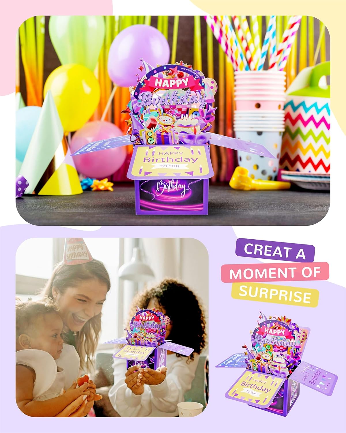 Skiennix 3D Birthday Gift Box - Unique Pop-Up Card with Blank Greeting Card & Envelope | Perfect for Women, Mom, Wife, Daughter, Grandma, Girlfriend
