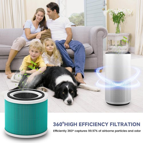 2 Pack Core 300 Toxin Absorber Replacement Filters for LEVOIT Core 300 and Core 300S VortexAir Air Purifier, True H13 3-in-1 and Activated Carbon,Core 300-RF-TX (Green)