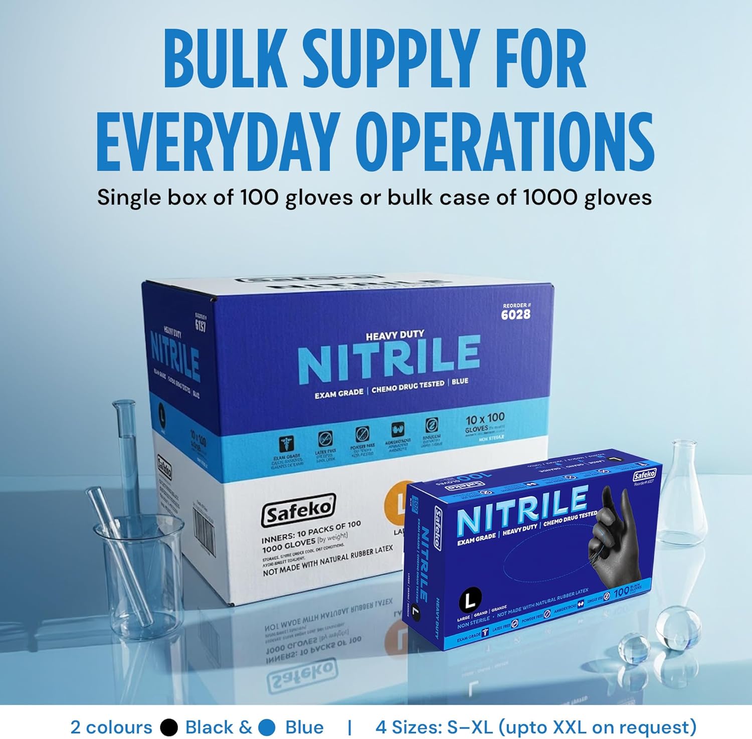 Skiennix Nitrile Exam Gloves - Latex-Free, Powder-Free, Non-Sterile Disposable | Ideal for Medical & Kitchen Use