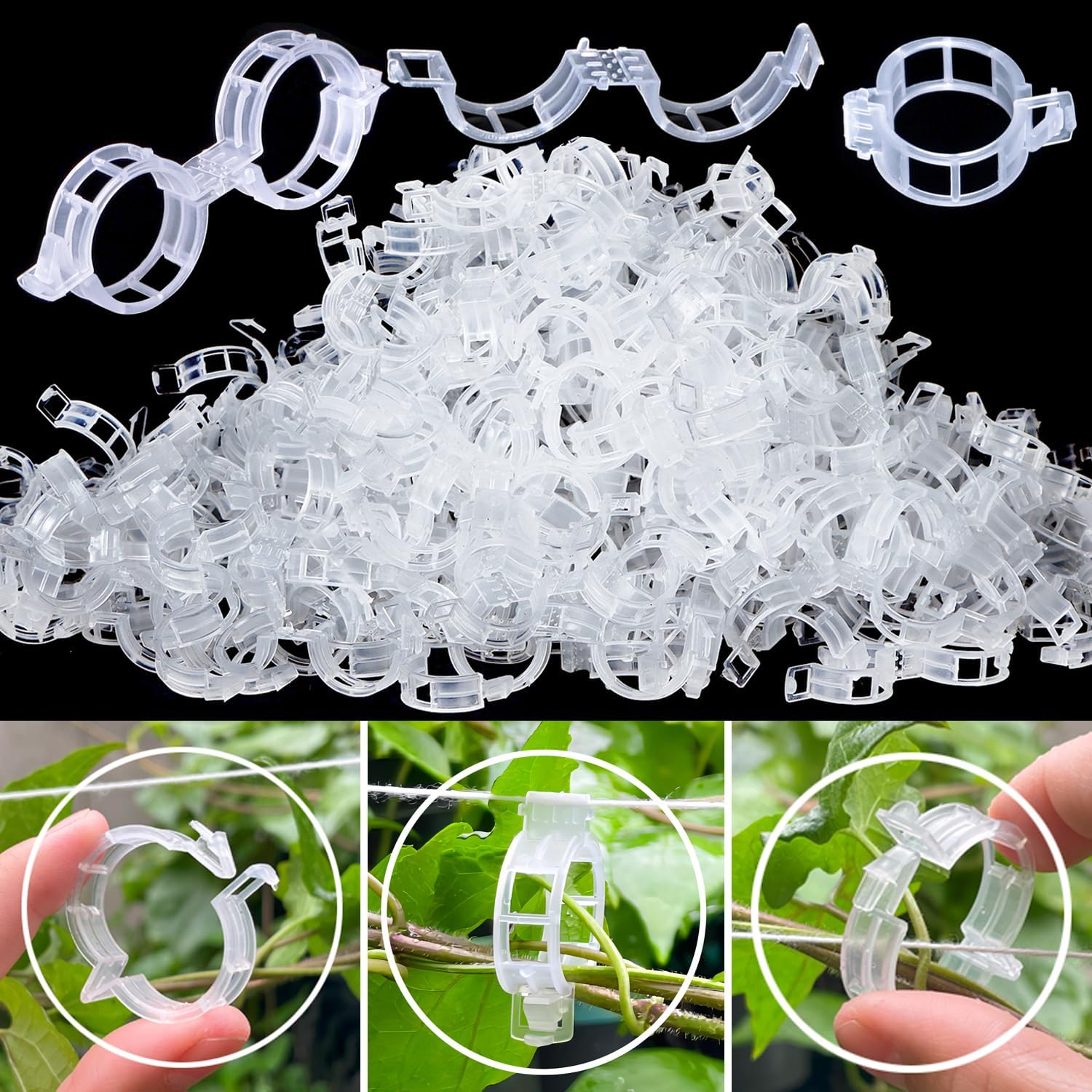 Tomato Clips - Durable Plant Support Trellis Clips for Climbing Vegetables | 100 White Clips