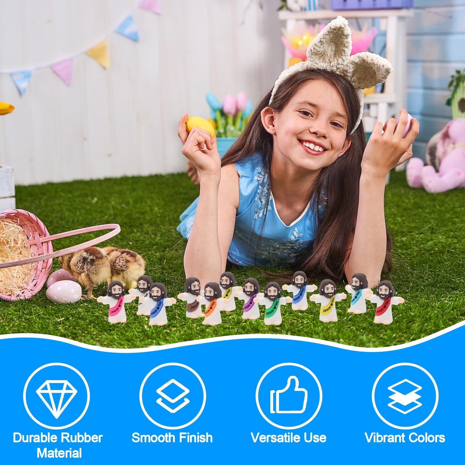 Owurha 100PCS Little Jesus Figures Mini Jesus Love You Figures Original Design Tiny Jesus Figurines in Bulk to Hide and Seek Religious Party Favors Sunday School Baptism Gifts Easter Egg Stuffers