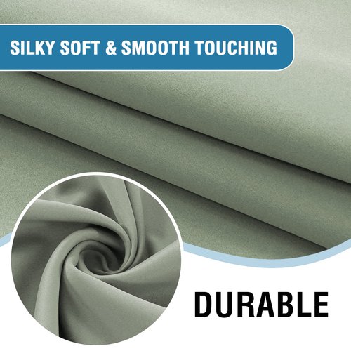 H.VERSAILTEX 100% Blackout Tie Up Valance Curtain - Balloon Shade Short Window Drape/Drapery for Bathroom 63 inches Long Rod Pocket for Small Window with Black Liner, Light Sage