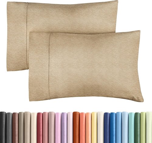 King Pillow Cases by [Brand Name] - Ultra Soft Hotel Quality Covers | Cozy, Wrinkle-Free & Fade Resistant - 2 Piece Set in Heathered Tan