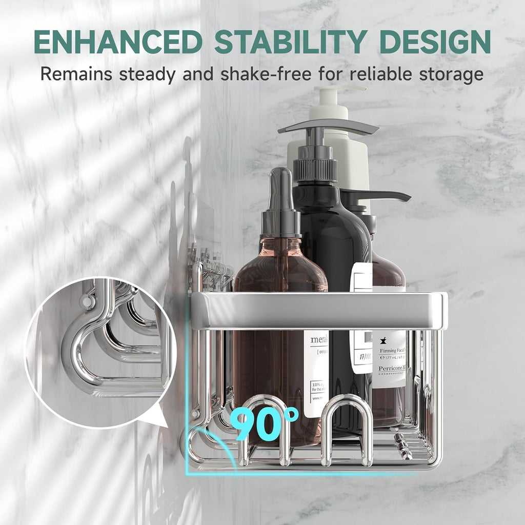 Veken Shower Caddy - Large Wall-Mounted Organizer with Soap Dish & Toothbrush Holder | 6-Pack Set