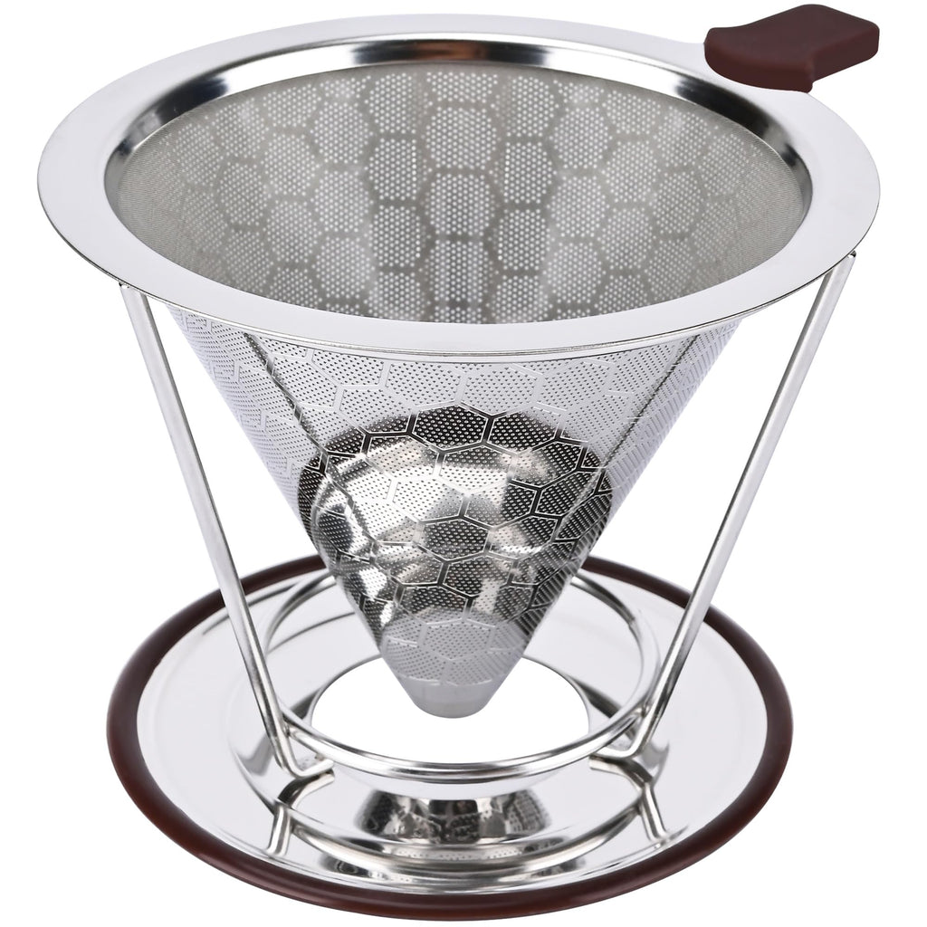 Pour Over Coffee Dripper, Pour-over Filters with 800 Mesh Steel Mesh Optimize Extraction For Rich Coffee Flavor, Stainless Steel Filter, Paperless Pour-over
