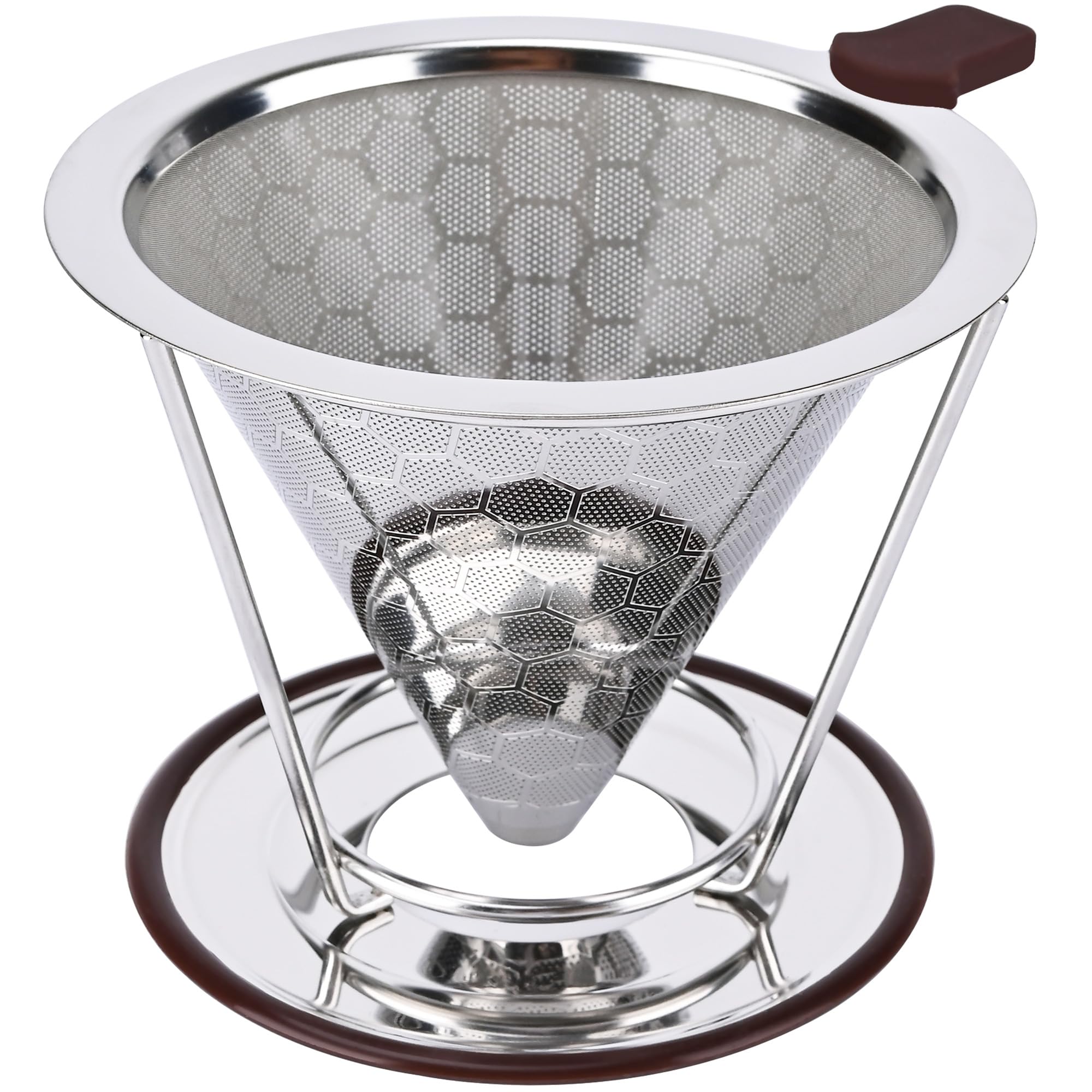 Pour Over Coffee Dripper, Pour-over Filters with 800 Mesh Steel Mesh Optimize Extraction For Rich Coffee Flavor, Stainless Steel Filter, Paperless Pour-over