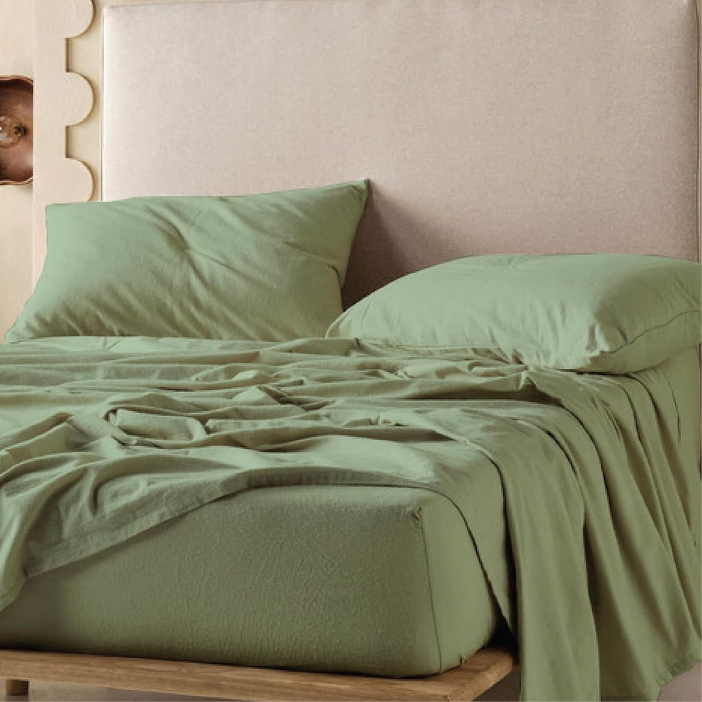QUEENSBAY Queen Sheets Set - 4-Piece Super Soft Microfiber Bedding | 16-Inch Deep Pocket, Cooling, Wrinkle-Free, Sage Green
