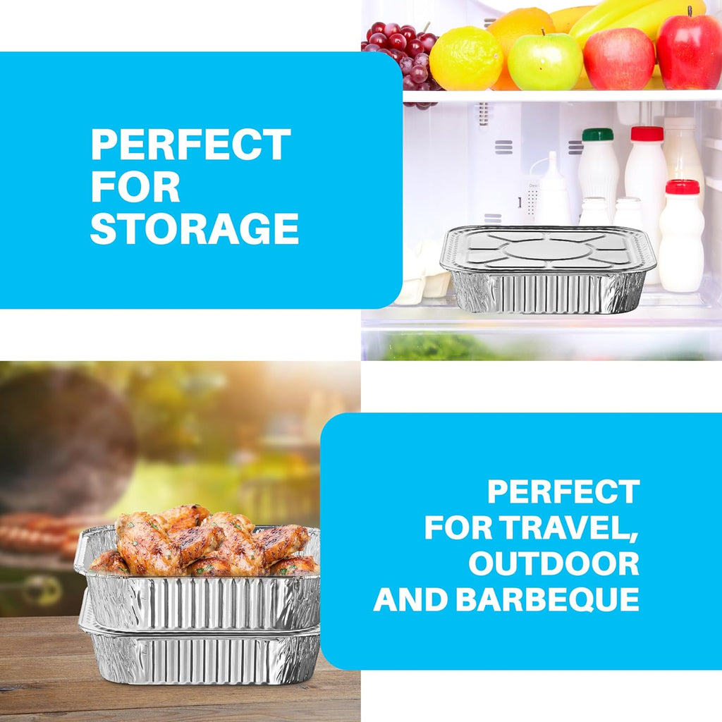 MontoPack 8” Disposable Aluminum Foil Baking Pans - 20 Pack | Versatile 8 x 8 Cake Pan for Broiling, Roasting & Meal Prep