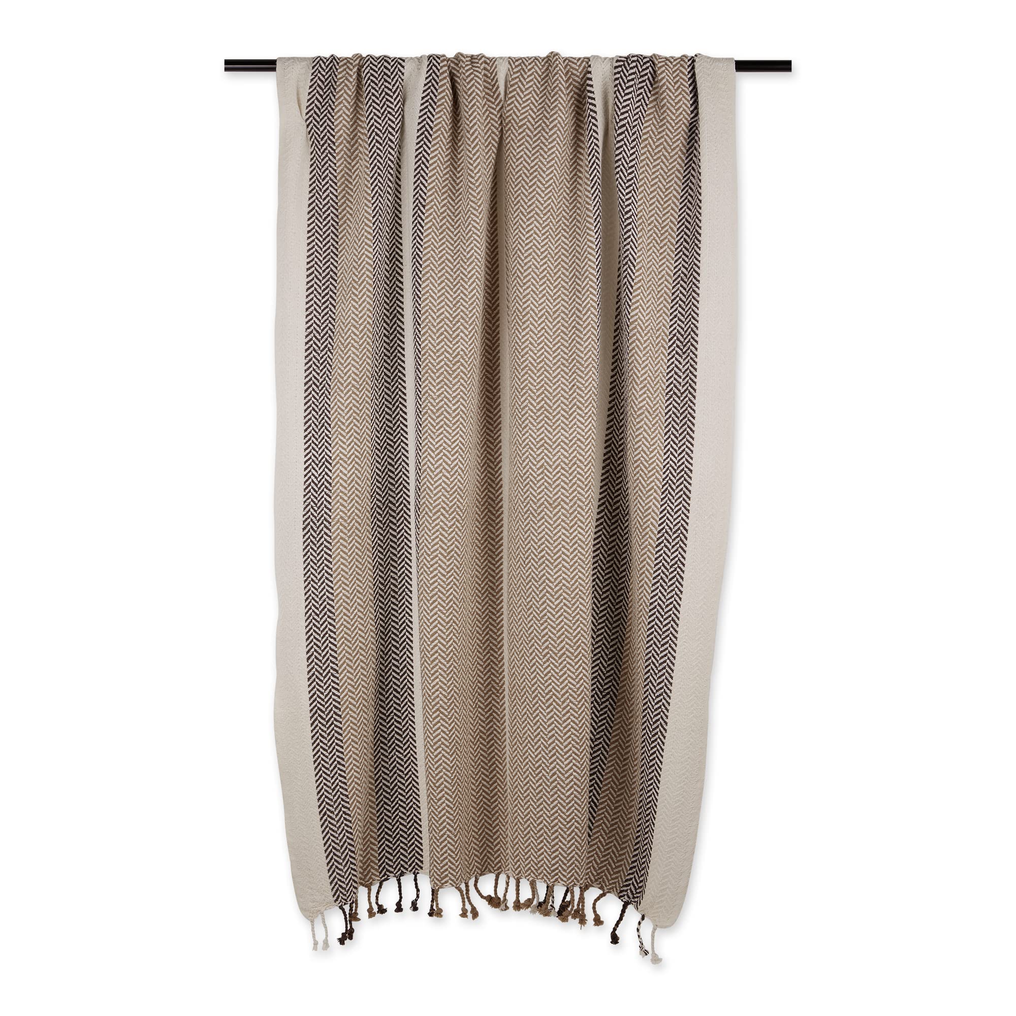 DII Striped Throw Collection Herringbone, 50x60, Stone