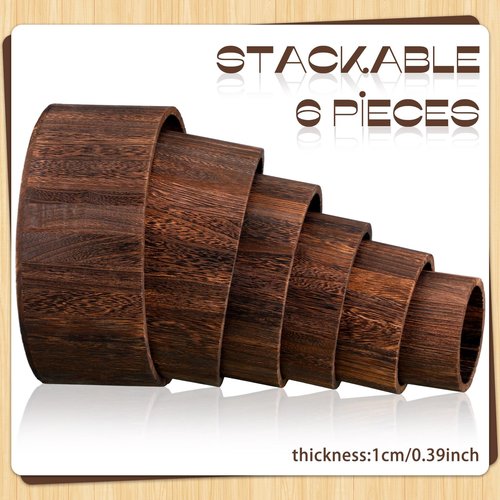 Domensi 6 Pcs Wood Display Risers Cupcake Stand Brown Rustic Wood Cake Stands Wooden Stackable Display Box for Dessert Wedding Birthday Baby Shower Christmas Village Party Decoration