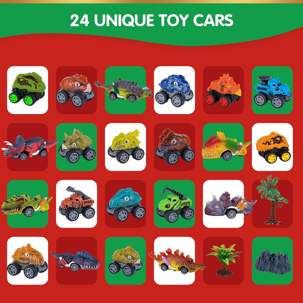 Skiennix Dinosaur Cars Advent Calendar - 24 Days of Monster Truck Fun | Perfect Christmas Gift for Kids