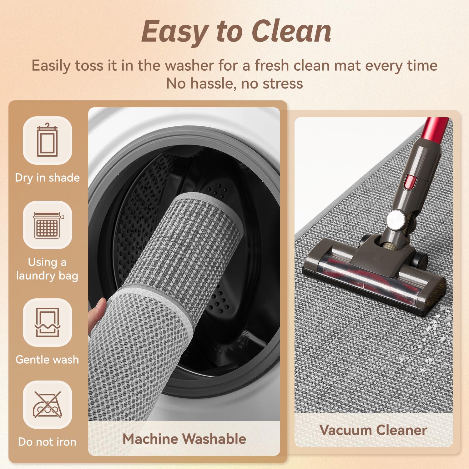 PADOOR Kitchen-Rugs Non Slip Washable, Kitchen-Mats for Floor Super Absorbent Kitchen Floor Mat, Rubber Backing Kitchen-Runner Rug, Comfort Standing Mats in Front of Sink 20"x47" Grey