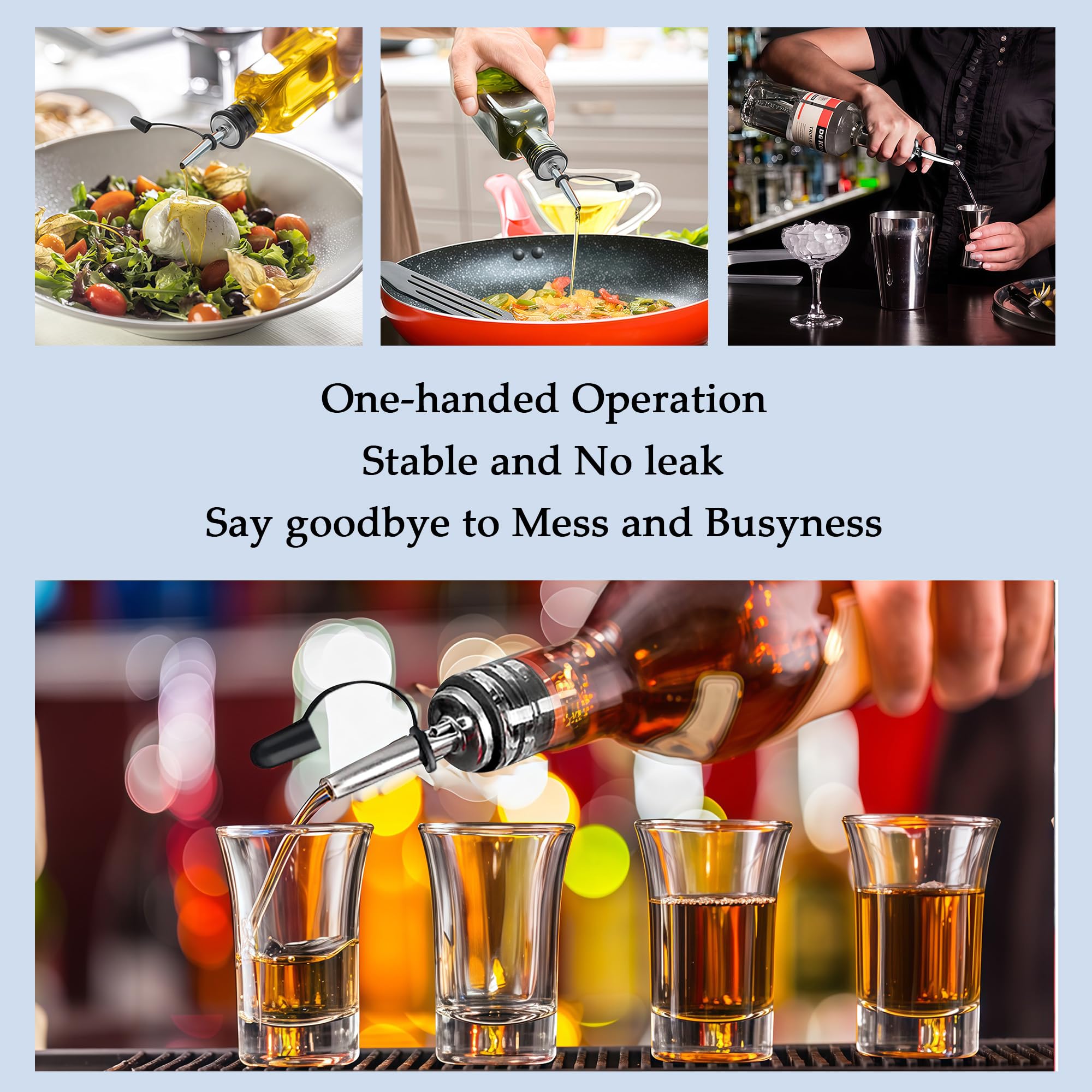 12 Pack Leak-Proof Dust Cap Wine Pourers,Stainless Steel Bottle Pourers for Alcohol, Olive Oil & Syrups- Fast, Controlled Pouring,Bar & Home Kitchen Accessories