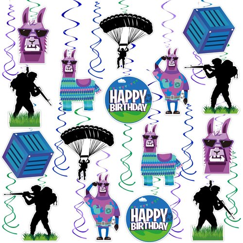 Video Game Hanging Swirls 41Pcs Llama Themed Birthday Party Decoration for Video Game Party Supplies Llama Theme Birthday Decor Favor