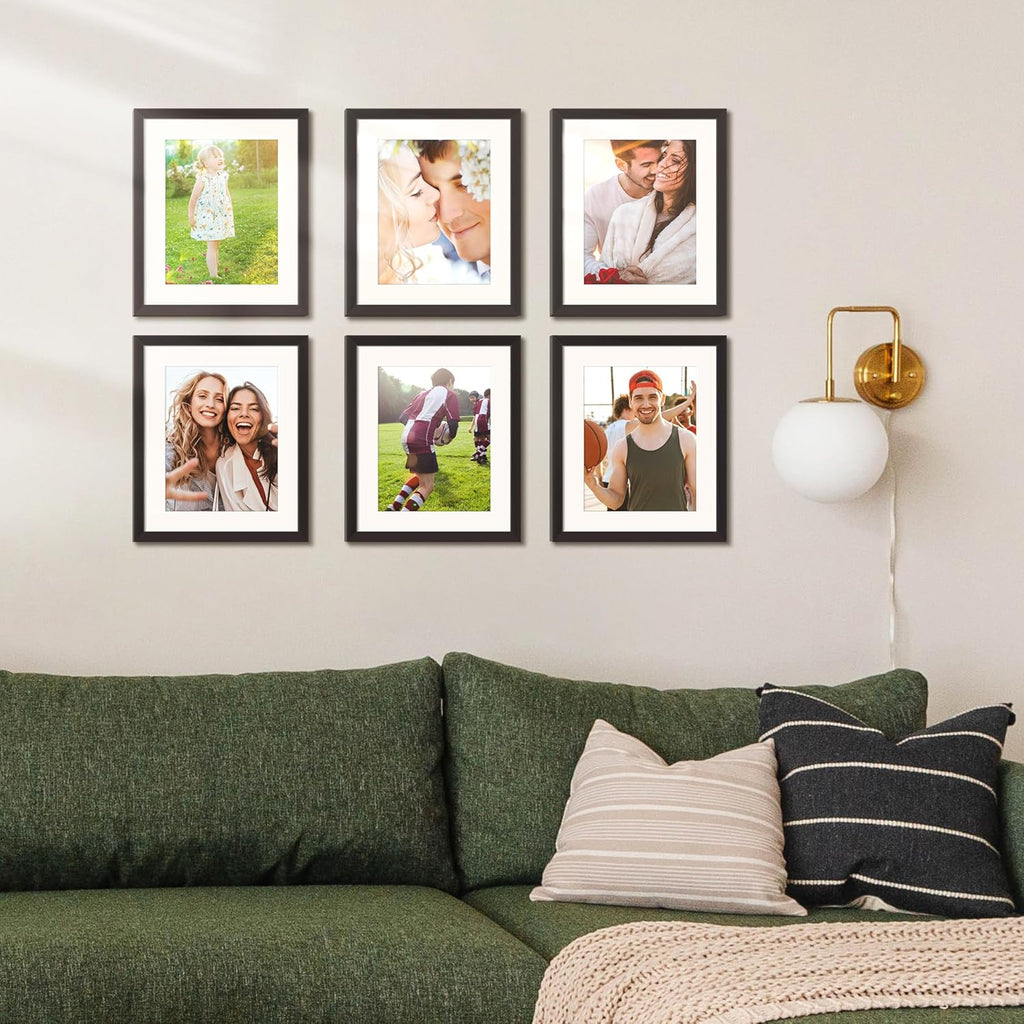Upsimples 10x12 Picture Frame Set of 5 - Display 7x9 Photos with Mat or 10x12 Without | Black Wall Gallery Frames