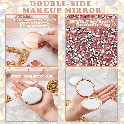 Thyle 12 Pcs Christian Compact Mirror Gifts for Women Bible Study Group Gift Verse Bulk Hand Makeup Compact Purse Religious Baptism for Easter Thank You Valentine's Day(Style 1,Colorful)