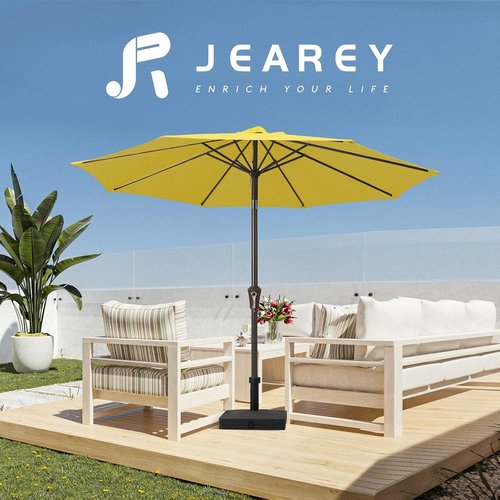 JEAREY 9FT Outdoor Patio Umbrella - UV Protection & Waterproof with Push Button Tilt | Yellow