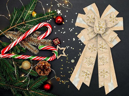 Estivaux Large Christmas Bows - Glitter Golden Burlap Bow for Wreaths & Holiday Decor | Perfect for Front Door & Xmas Tree