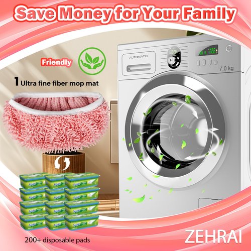 ZEHRAI 6Pcs Reusable Microfiber Mop Pads Compatible with Swiffer Sweeper Mop, Wet and Dry Flat mop Cover, Replacement Sweeping Mopping pad Refills for Surface/Hardwood Floor Cleaning