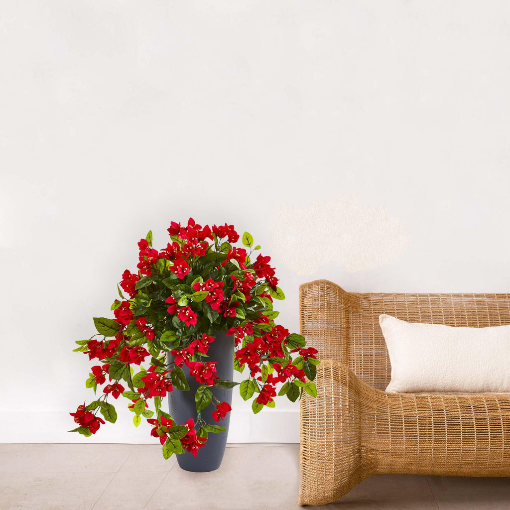 Nearly Natural 26in. Bougainvillea Artificial Plant in Planter UV Resistant (Indoor/Outdoor)
