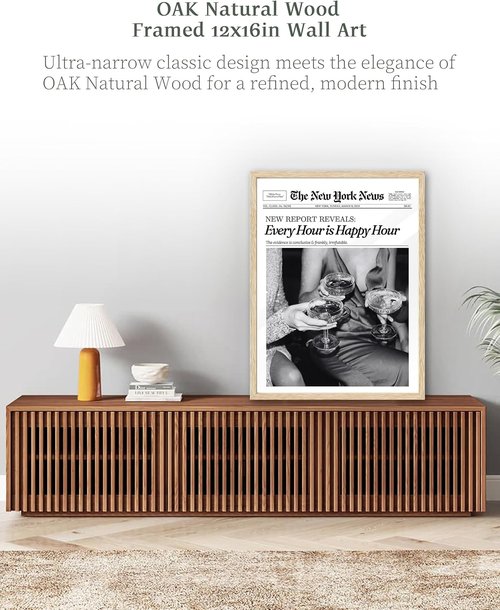 iHery Black Wall Art Print - Trendy Newspaper Design for Home Décor | 12x16in Canvas, Perfect for Living Room