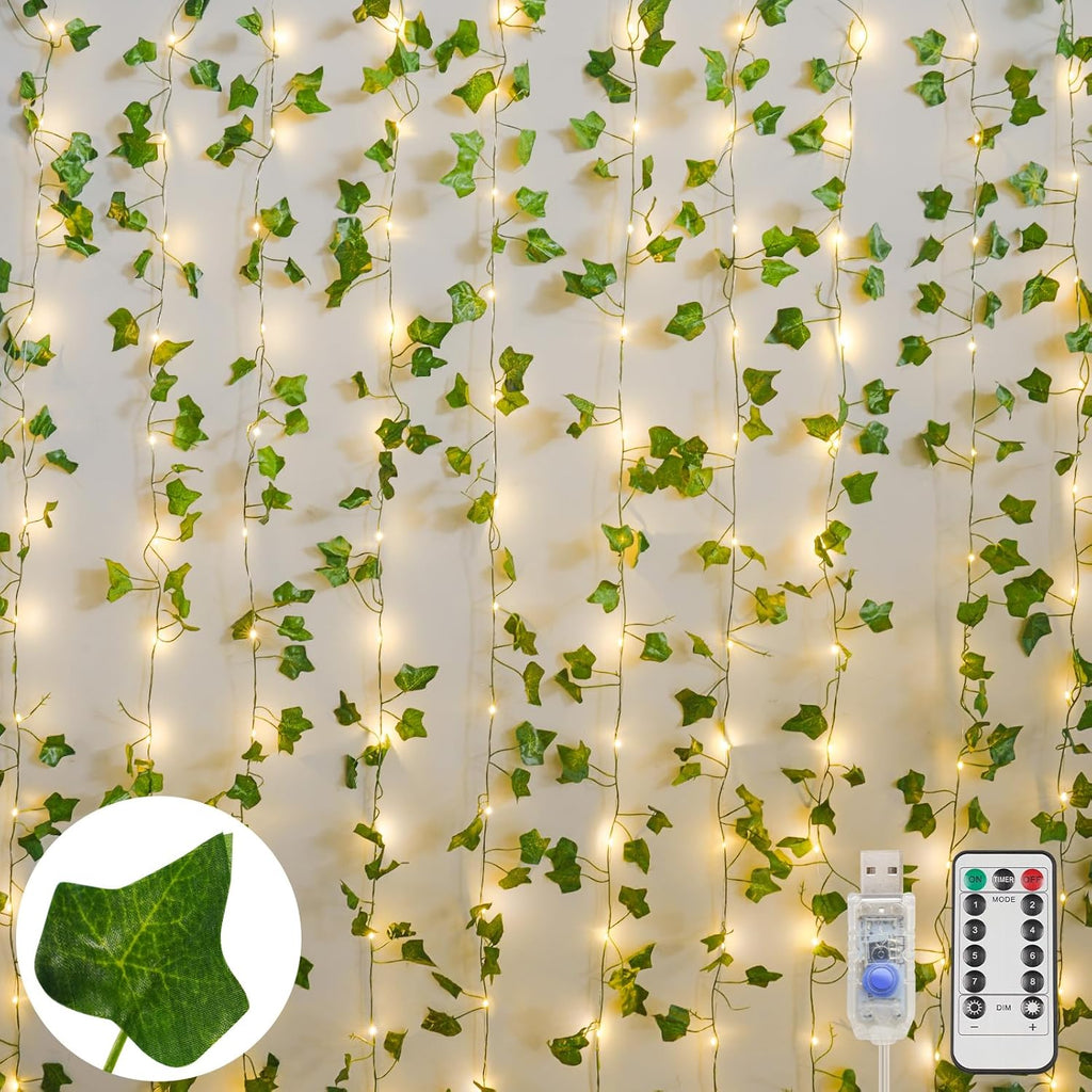 Suddus Fairy Lights Vines - 200 LED Ivy Curtain Lights for Bedroom & Party Decor | 6.5ft x 6.5ft
