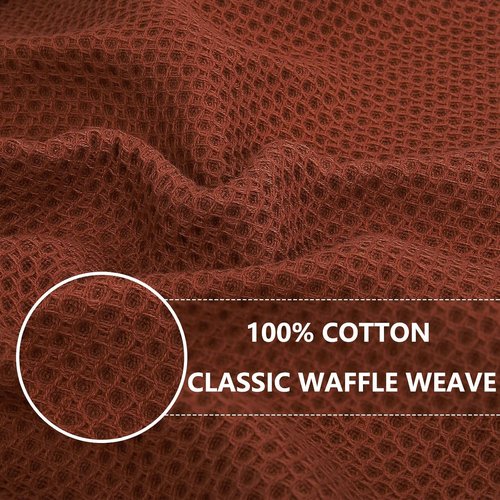 Homaxy 100% Cotton Waffle Weave Dish Towels - Ultra Soft & Absorbent | Quick Drying, 13 x 28 Inches, 6-Pack, Rust